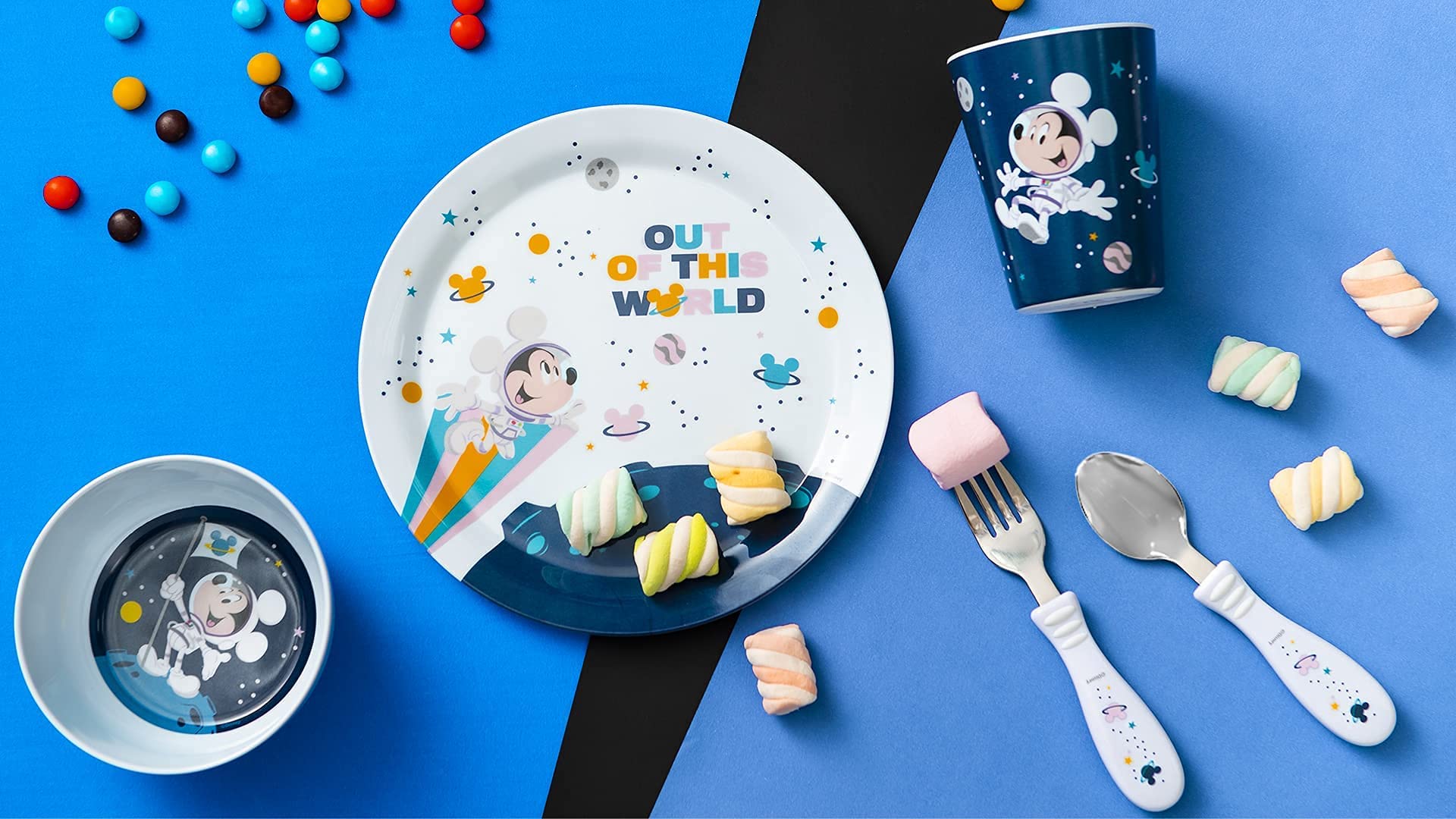 Juego de Vajilla Infantil Zak Designs Mickey Mouse de Disney Espacio Duradero sin BPA (5 Piezas) para Niños