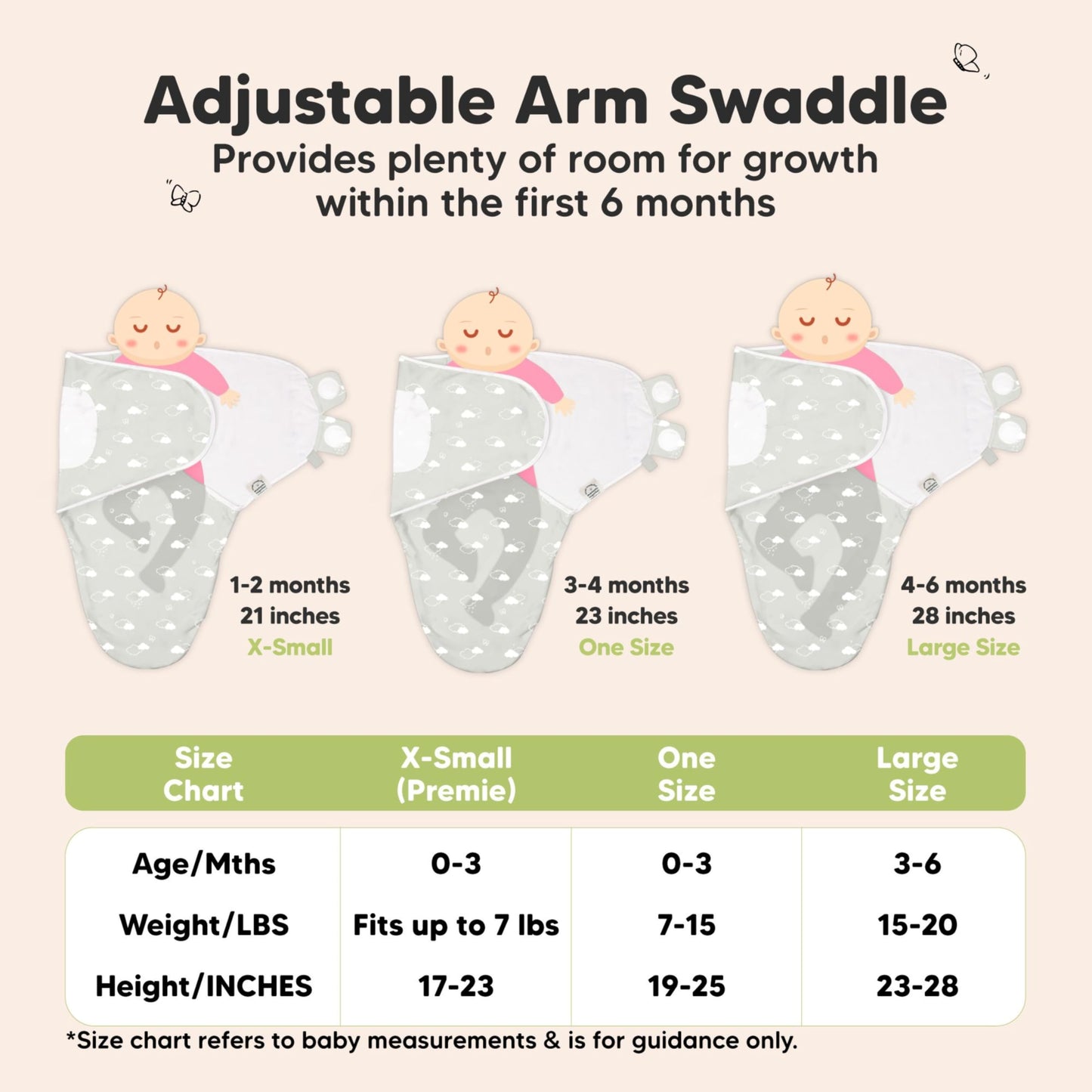 KeaBabies Sacos de Dormir para bebé con Cierre, Paquete de 3 pañales para recién Nacidos de 0 a 3 Meses, bebés, niñas, niños, Saco de Dormir Suave y Duradero, Manta de pañales fácil de Cambiar (Flor)