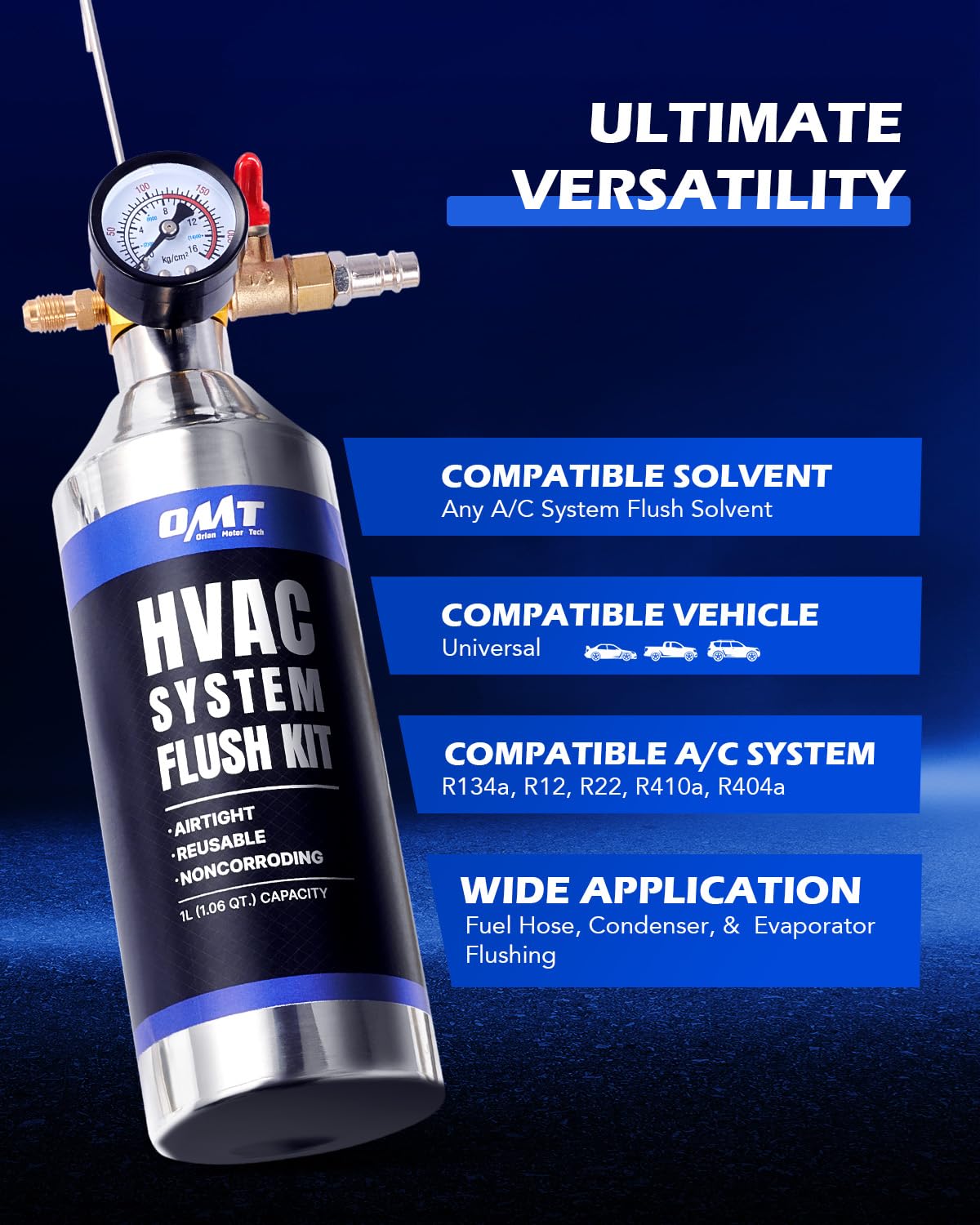 Kit de Descarga de CA Orion Motor Tech Azul con Manguera de 3.3 Pies para Sistema Automotriz de Coche