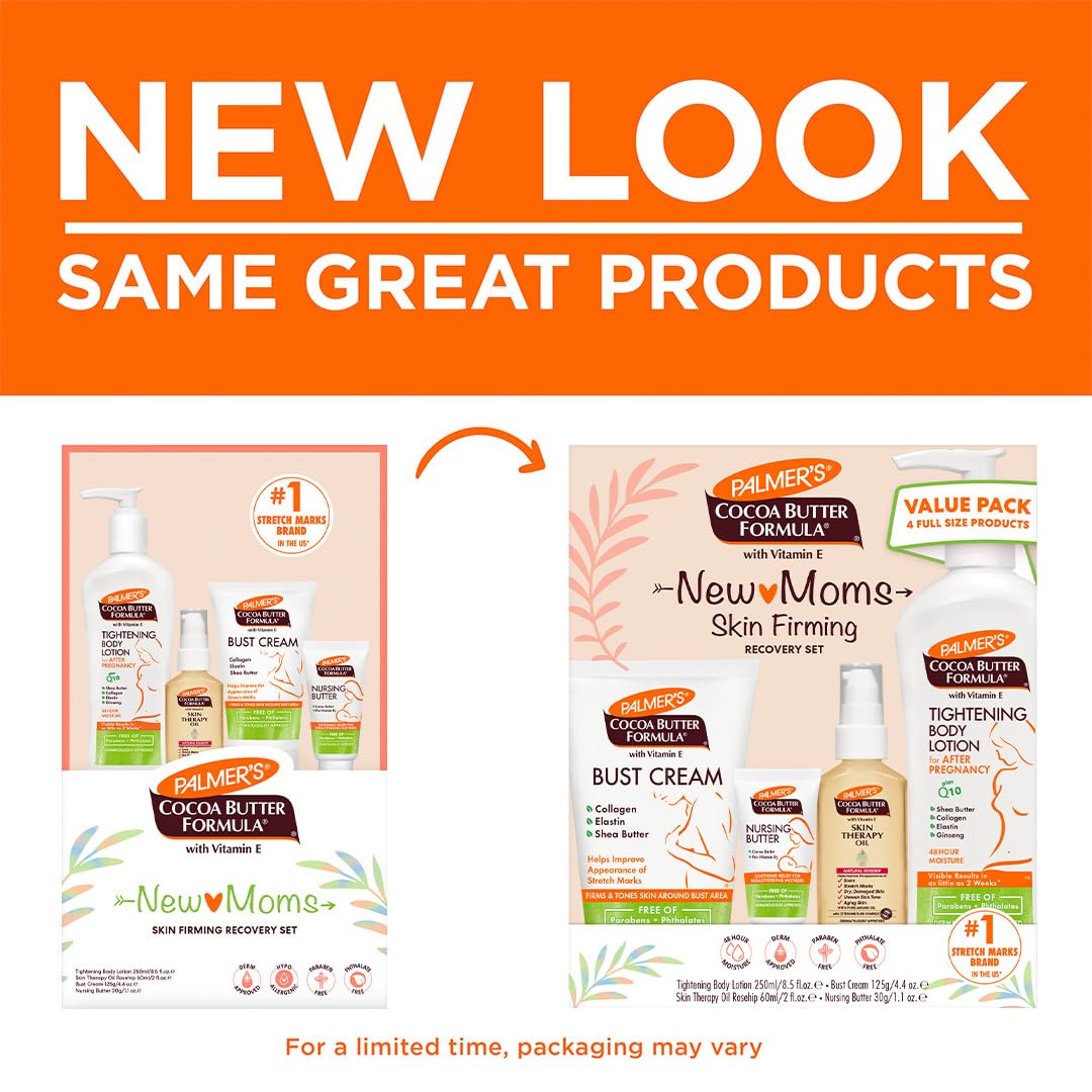 Skin Recovery Set for New Moms from Palmer's Cocoa Butter Formula | Skincare Essentials for After Pregnancy Care | Free of Parabens & Phthalates | 4 Piece Kit