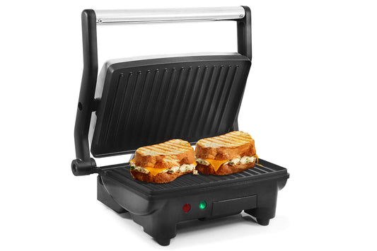 Elite Gourmet EPN-2976# 2 en 1 parrilla antiadherente Panini Press & Indoor Grill, abre una sandwichera gourmet de 180 grados, bisagra flotante para todos los alimentos, parrilla de contacto con