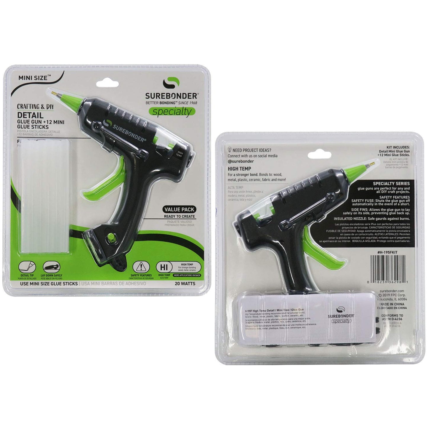 Pistola de Pegamento Surebonder Blanca de Alta Temperatura con 12 Varillas Incluidas