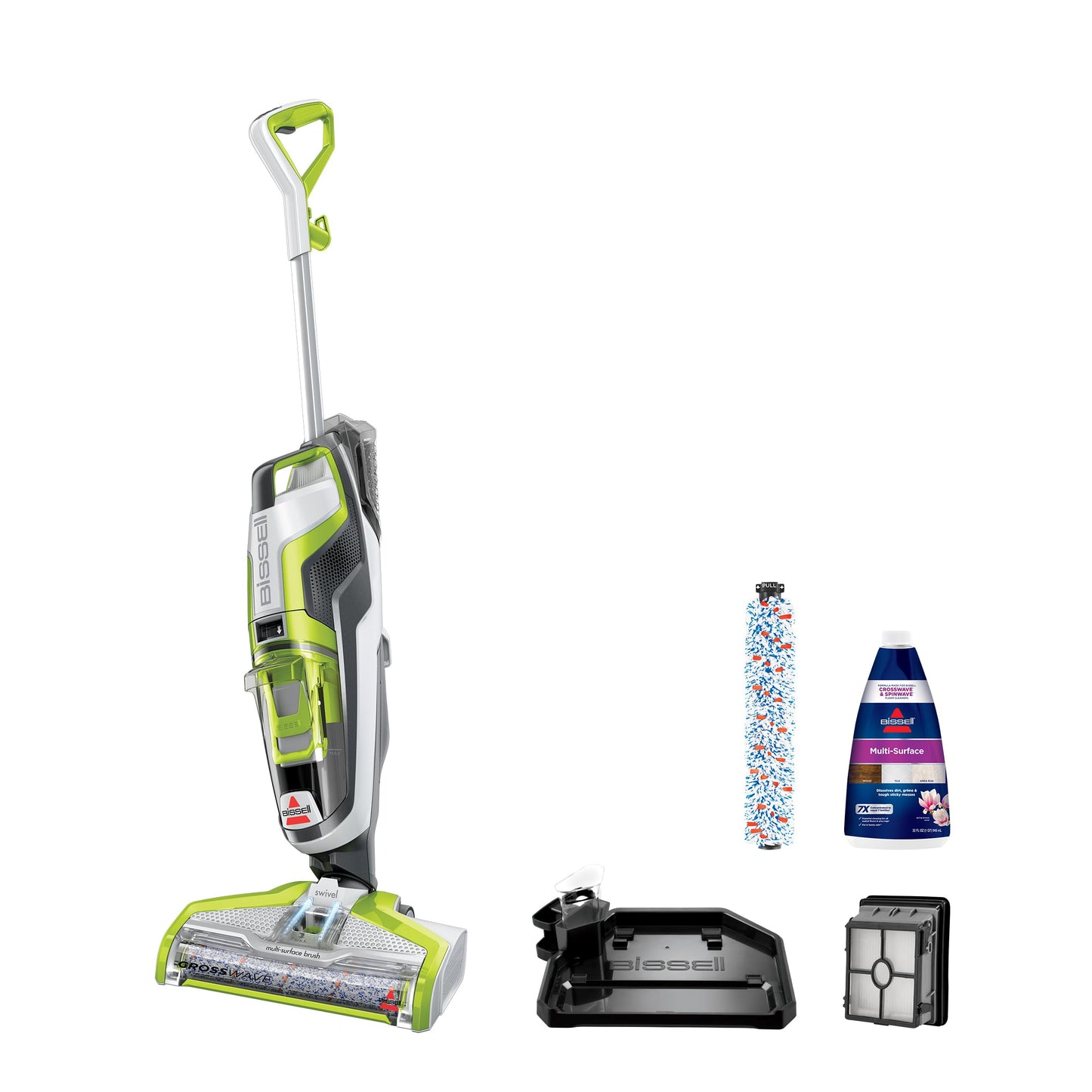 Bissell CrossWave 1785A - Limpiador de alfombras para Suelos y áreas, aspiradora en seco y húmedo con Rollo de Cepillo para Polvo Adicional y Filtro Extra, Color Verde