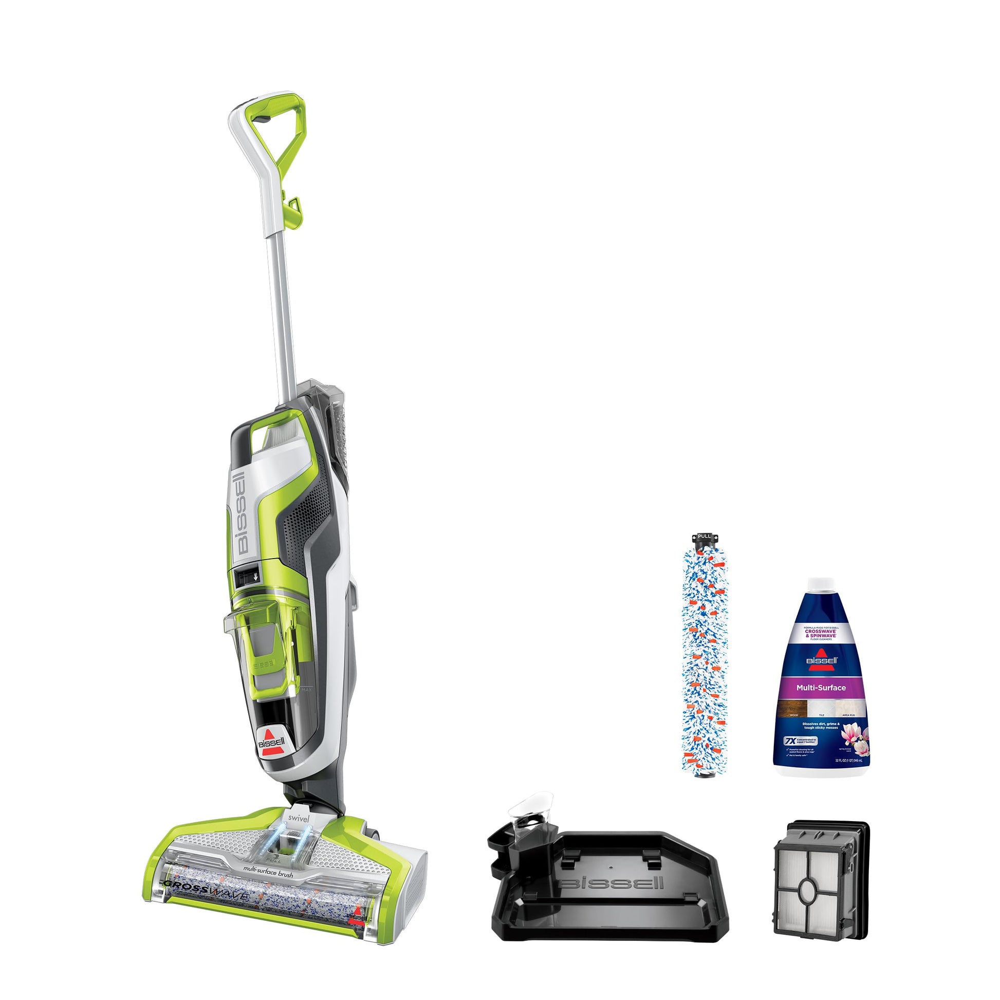 Bissell CrossWave 1785A - Limpiador de alfombras para Suelos y áreas, aspiradora en seco y húmedo con Rollo de Cepillo para Polvo Adicional y Filtro Extra, Color Verde