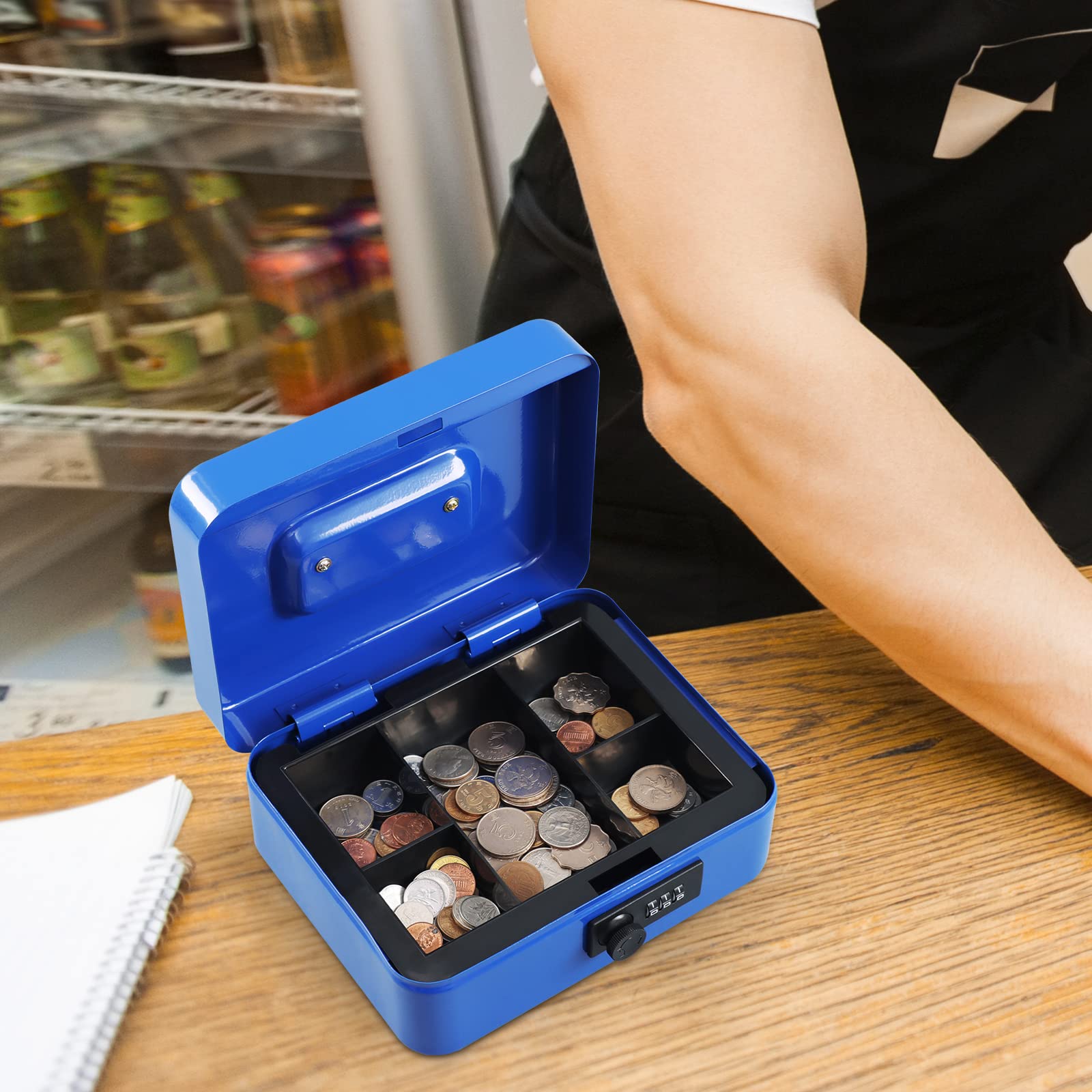 Caja Fuerte de Acero xydled Azul con Cerradura de Combinación y Bandeja Extraíble Mediana