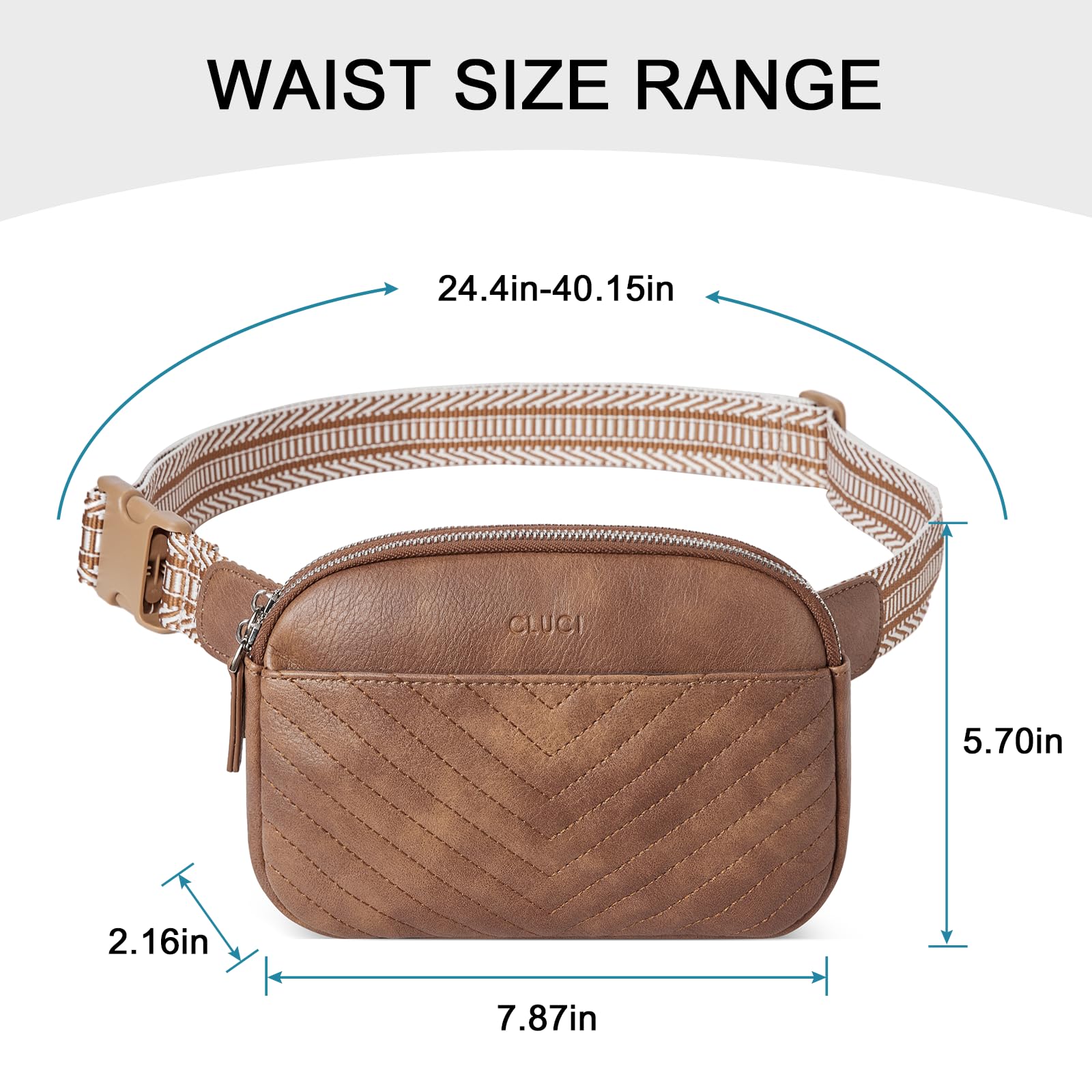 CLUCI - Riñonera para mujer, mini bolso cruzado en todas partes, correa ajustable, piel vegana, riñonera para mujer, A-2 café, Una talla