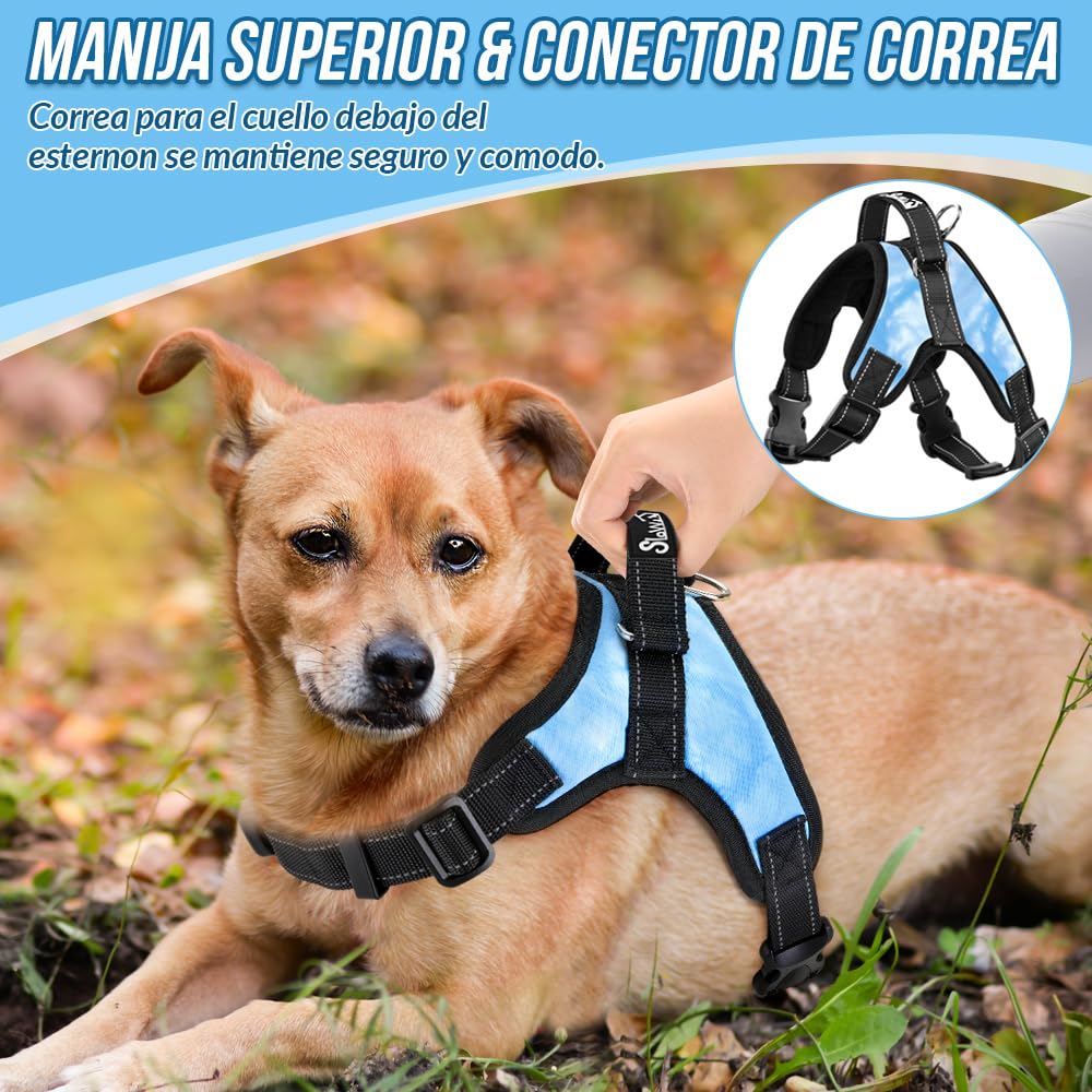 Arnés para Perro SlowTon Celeste Reflectante Ajustable Transpirable