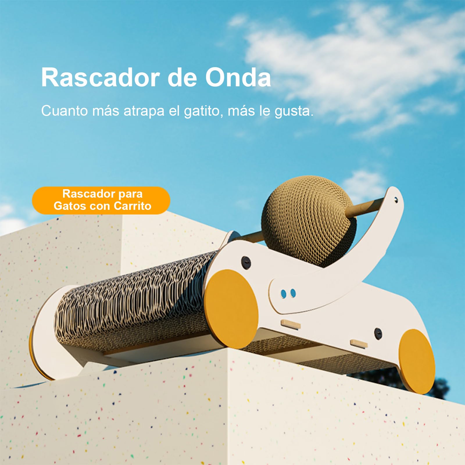 Rascador de Cartón YSDR Onda con Bola para Gatos
