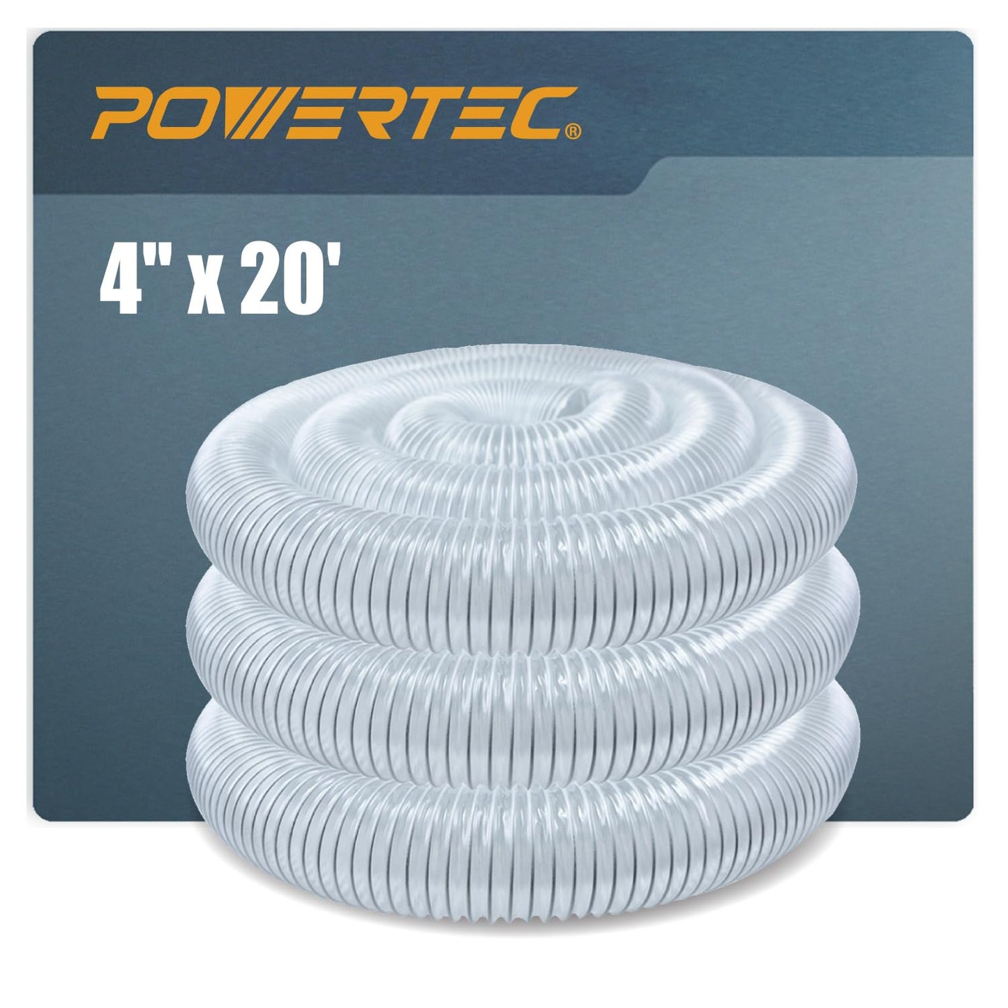 Manguera de Recogida de Polvo POWERTEC Transparente para Colector de Polvo de Carpintería y Aspiradora de Tienda