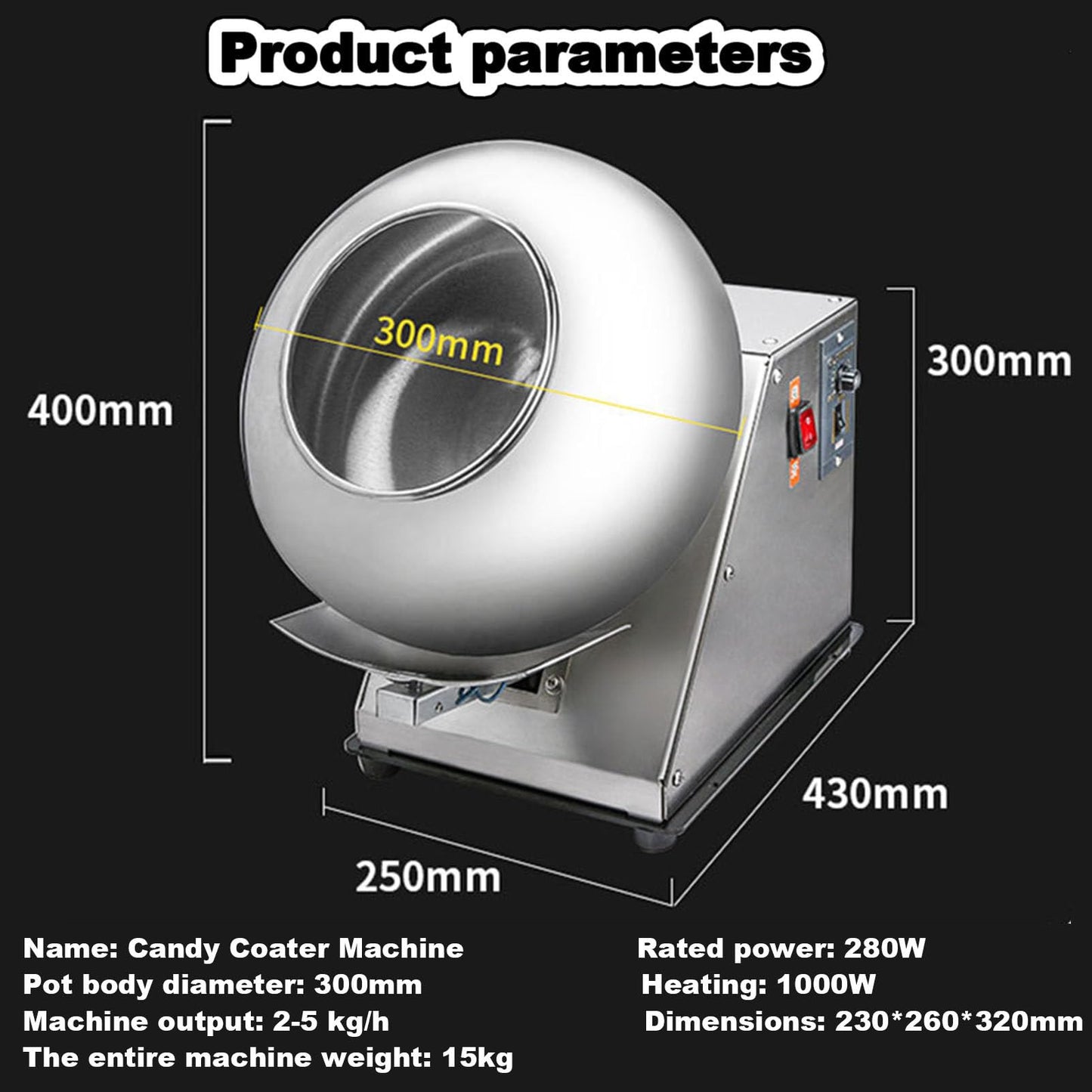 Máquina de Recubrimiento Oiyekntd para Chocolate y Azúcar, 110V, Comercial Automática