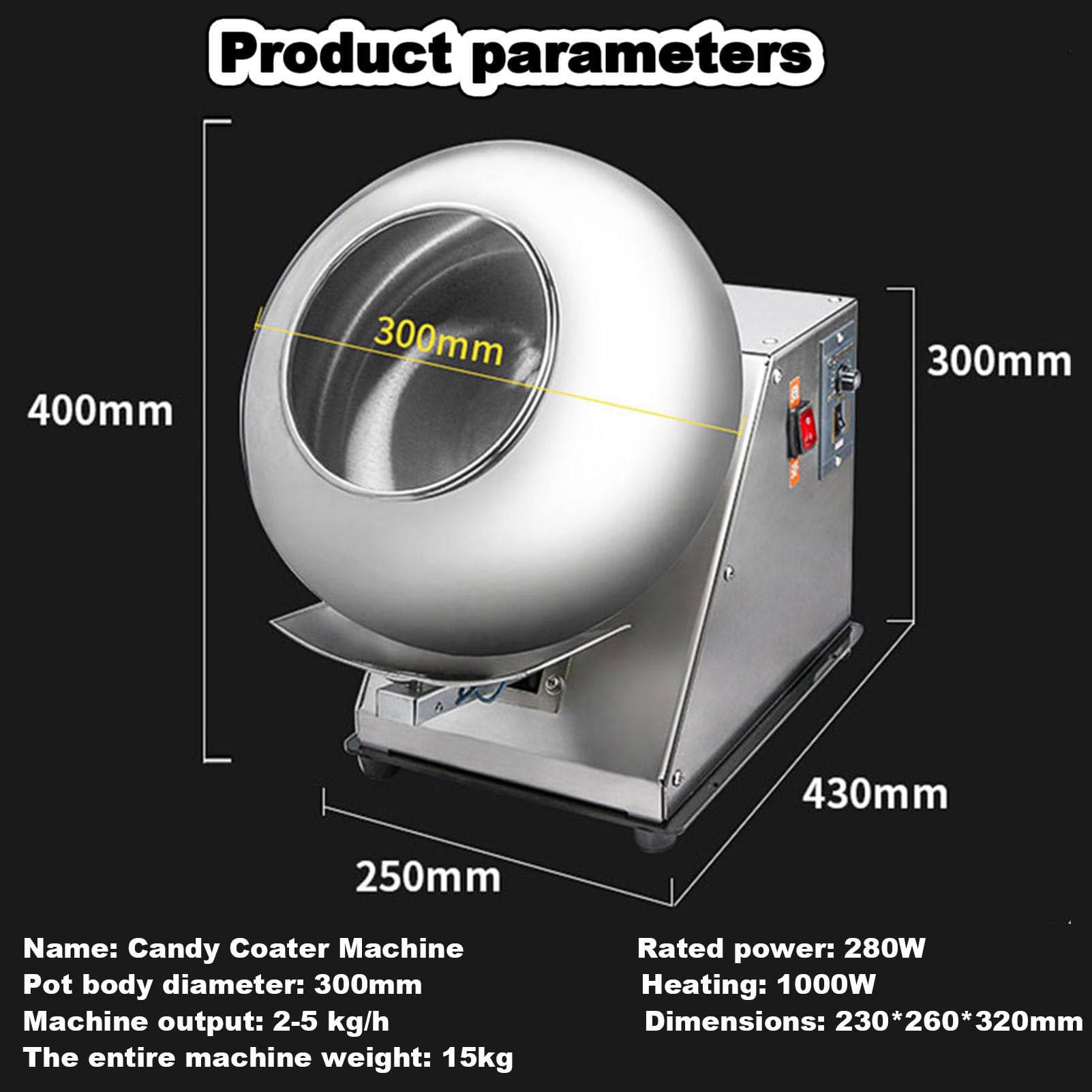 Máquina de Recubrimiento Oiyekntd para Chocolate y Azúcar, 110V, Comercial Automática