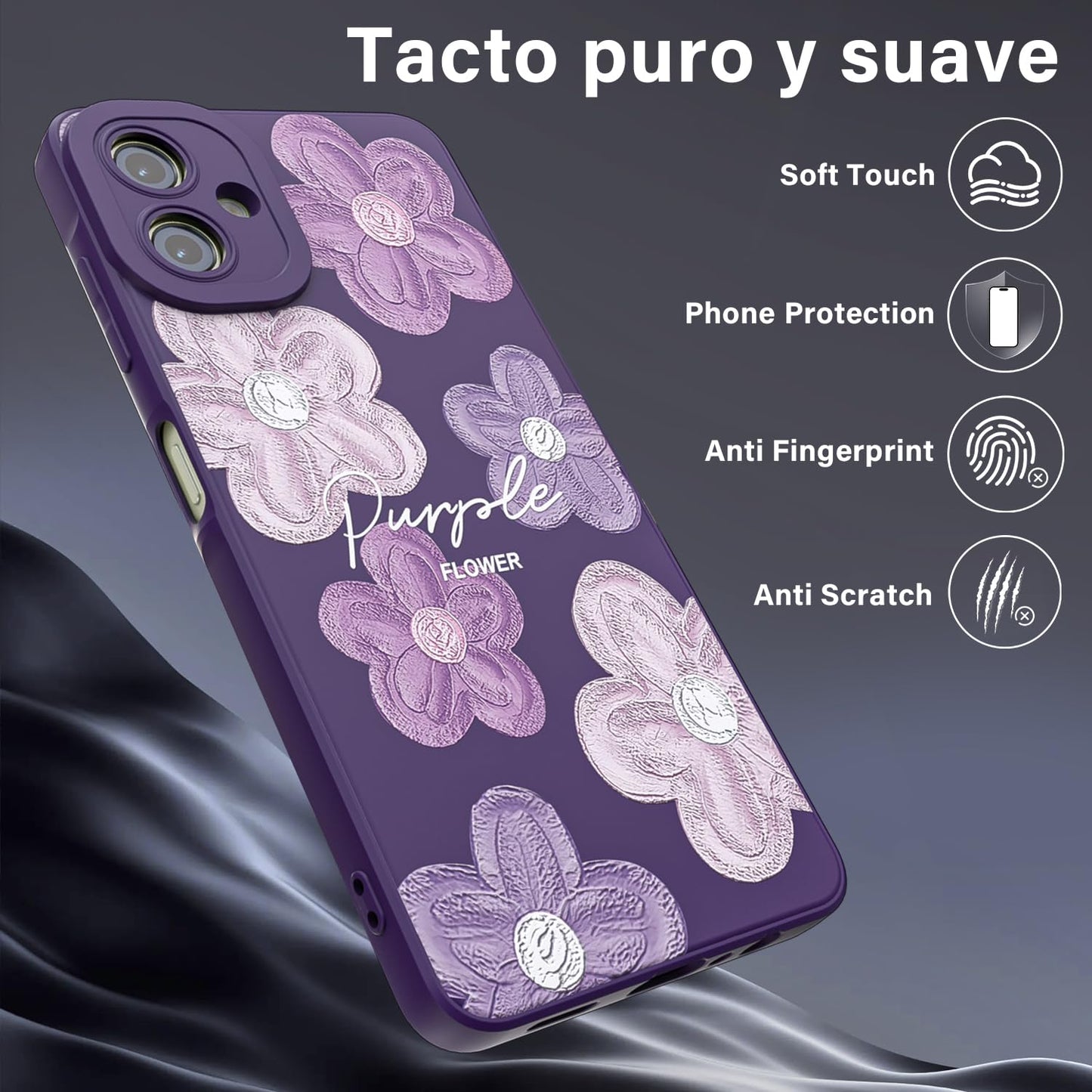 Threehao Funda para Samsung Galaxy A06, Ultra Delgado Flexible Suave TPU Silicona Carcasa con Moda Aesthetic Dibujos Flores, Antigolpes Anti-arañazos Protectora Case para Samsung A06