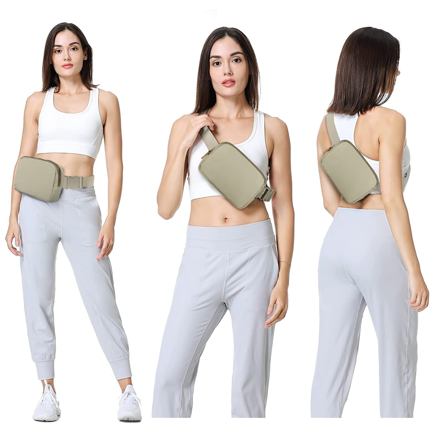 Riñonera VOROLO Wood Grey con Correa Ajustable para Mujeres y Hombres