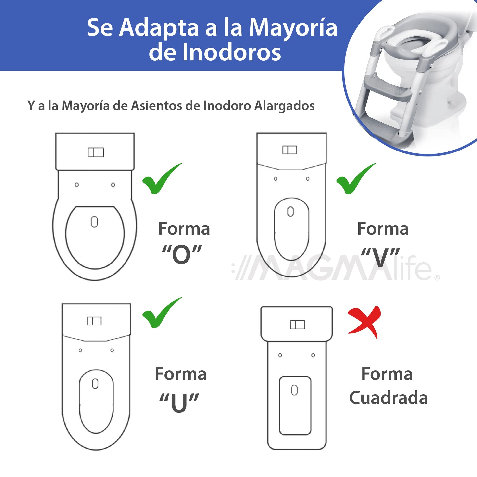MAGMALIFE Baño Entrenador para Bebé, Asiento Entrenador para Baño con Escalera Antideslizante, Taburete Plegable Infantil para Taza de Baño, Fácil de Guardar, Asiento Ergonómico, Edad de 2 a 5 Años