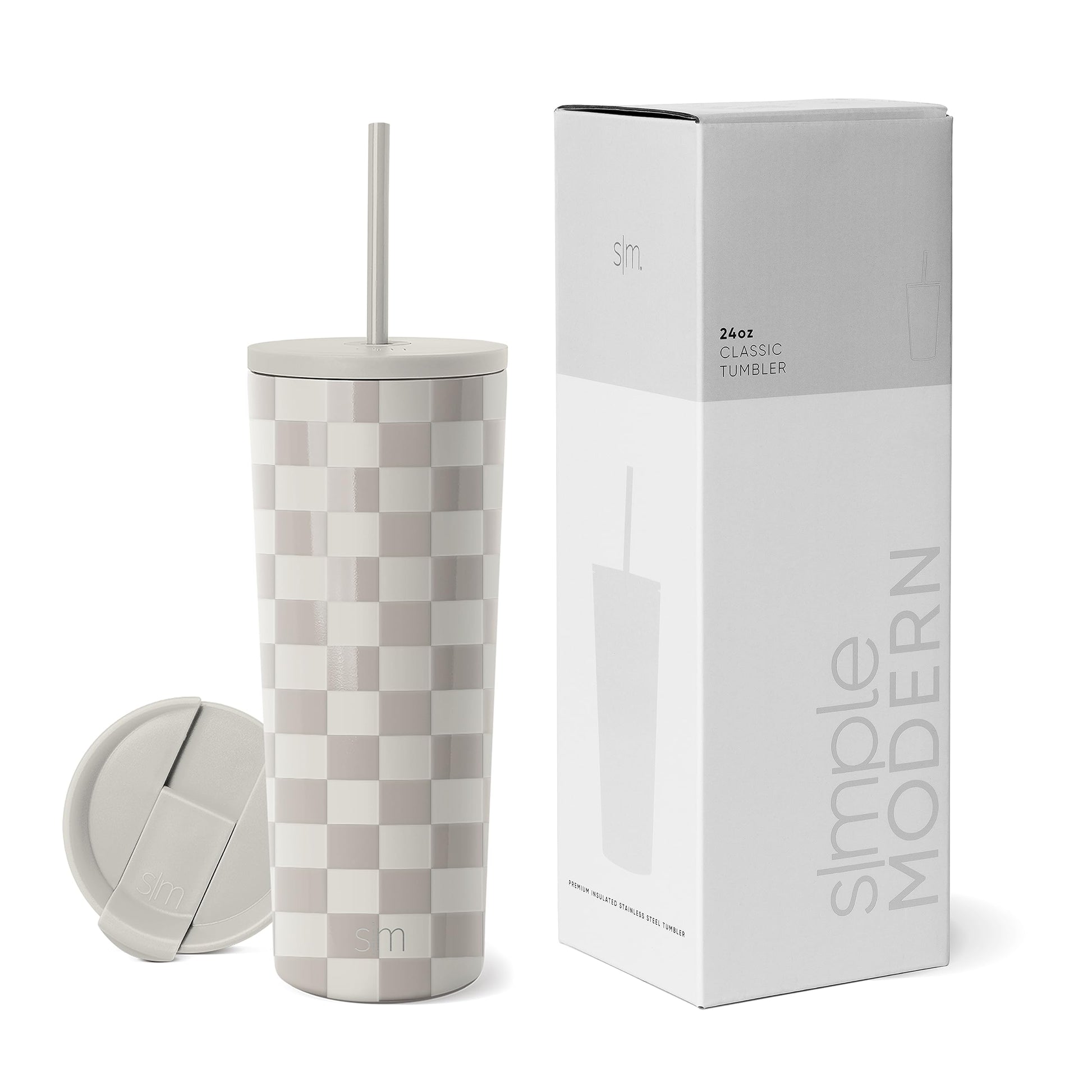 Vaso Térmico Simple Modern Checkmate de Acero Inoxidable para Viajes