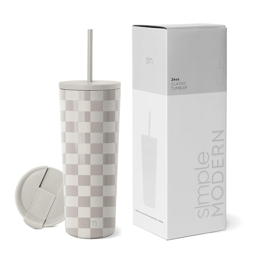 Vaso Térmico Simple Modern Checkmate de Acero Inoxidable para Viajes