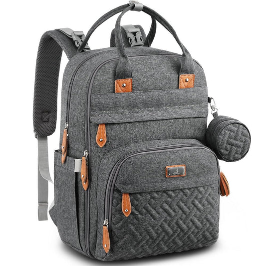 Mochila para Pañales BabbleRoo Gris Oscuro Multifuncional e Impermeable con Cambiador Unisex