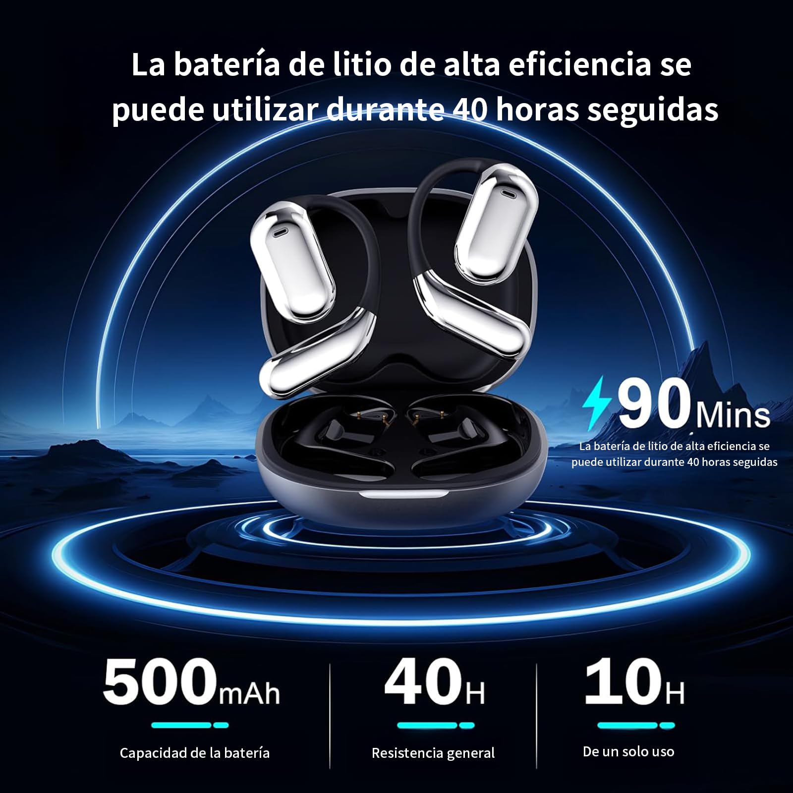 INMUA Auriculares de traducción de idiomas AI, Auriculares de traducción Bluetooth AI 3 en 1,con auriculares con pantalla LED, control táctil,de traducción bidireccional para viajes, negocios.