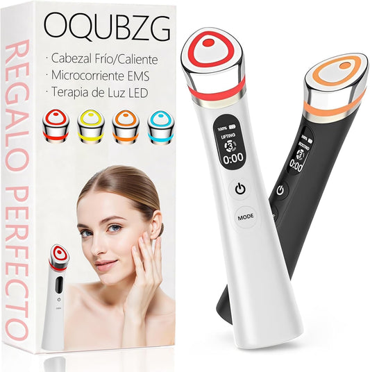 Dispositivo Facial Electrico con Radiofrecuencia y Microcorriente EMS Blanco para Mejorar Elasticidad y Contorno Facial
