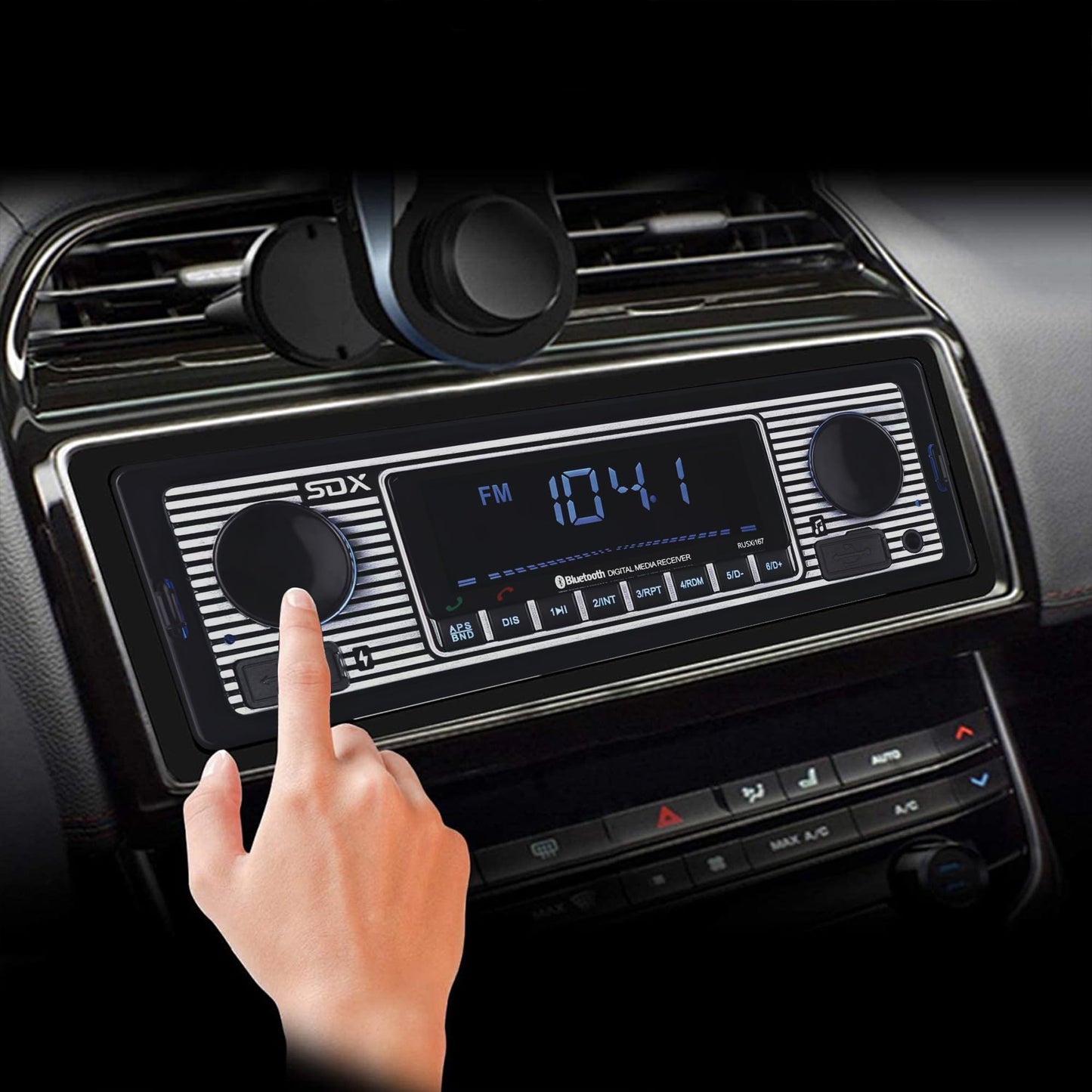 Sondpex RUSXi167: Receptor Multimedia Digital de Estilo Vintage con Puerto de Carga USB