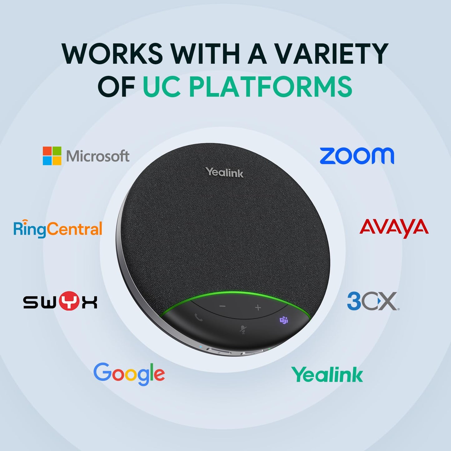 Yealink Sp92 - Altavoz de conferencias y micrófonos con micrófono certificado con cancelación de ruido Al 20 horas de tiempo de llamada USB para sala de reuniones pequeña, altavoz Bluetooth para