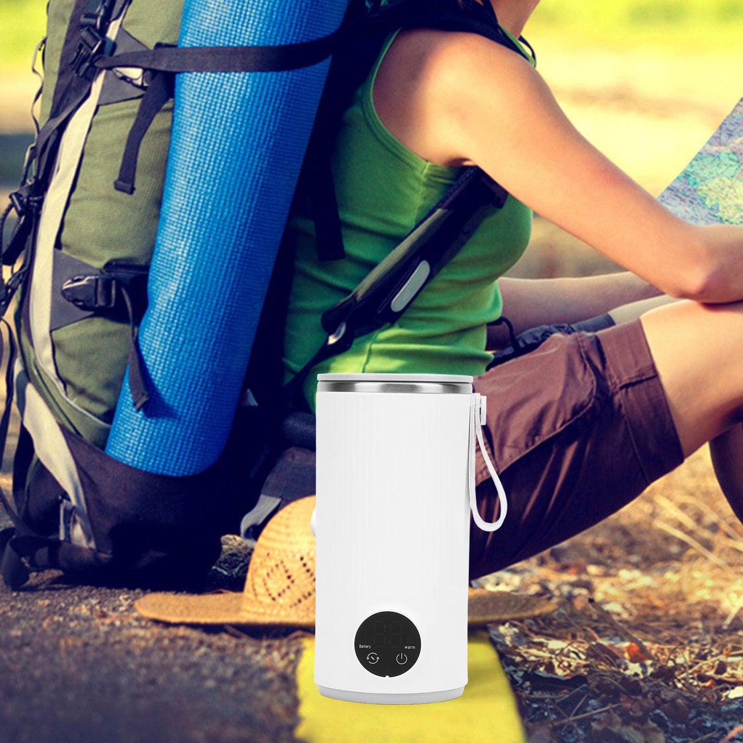Hervidor Eléctrico de Viaje, Hervidor de Agua Caliente Portátil de 400 Ml con 4 Temperaturas, Hervidor de Agua Automático con LED, Calentador de Agua para café, té, Sopa de Leche