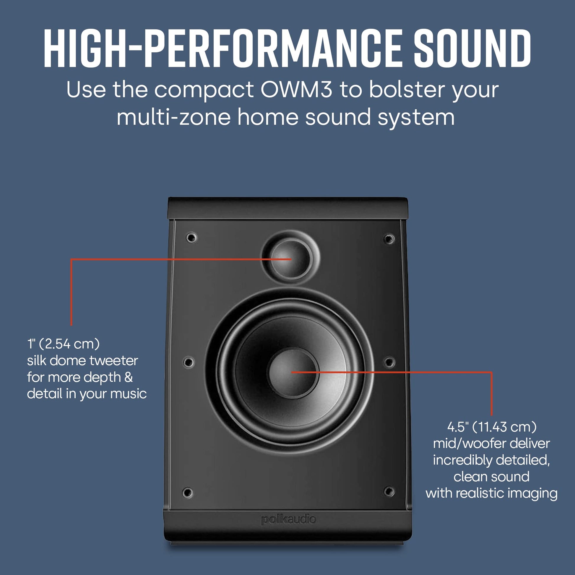 Polk Audio OWM3 ON-WALL altavoz (Negro), Negro