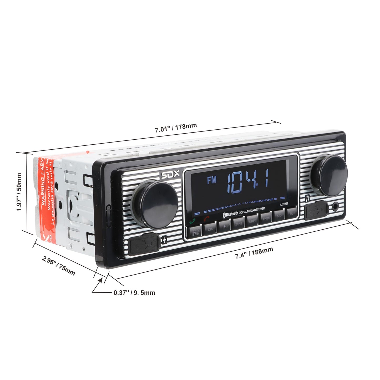 Sondpex RUSXi167: Receptor Multimedia Digital de Estilo Vintage con Puerto de Carga USB