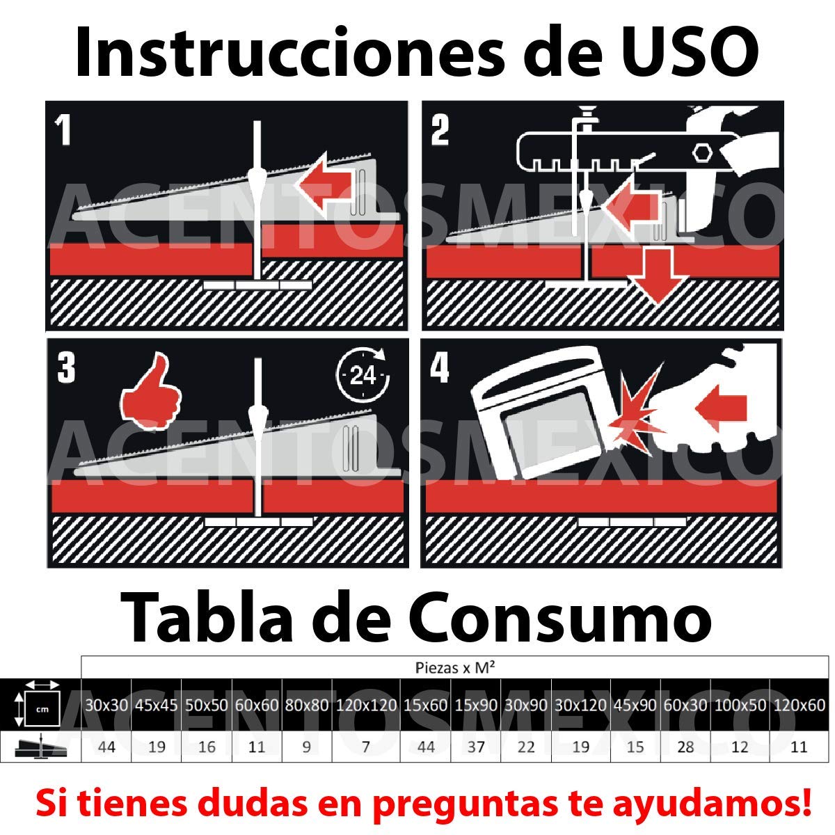 Kit de Nivelación TIP Porcelánico Pisos Losetas Porcelanato Clips 2.0 mm