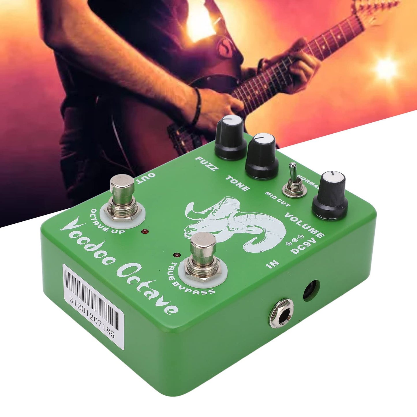 Pedales de Efectos Voodoo Octave Verde True Bypass para Guitarra