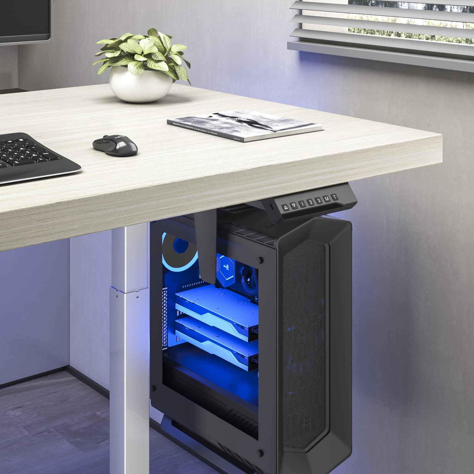 Soporte CPU Ajustable WALI Negro con Giro de 360° y Bloqueo Seguro
