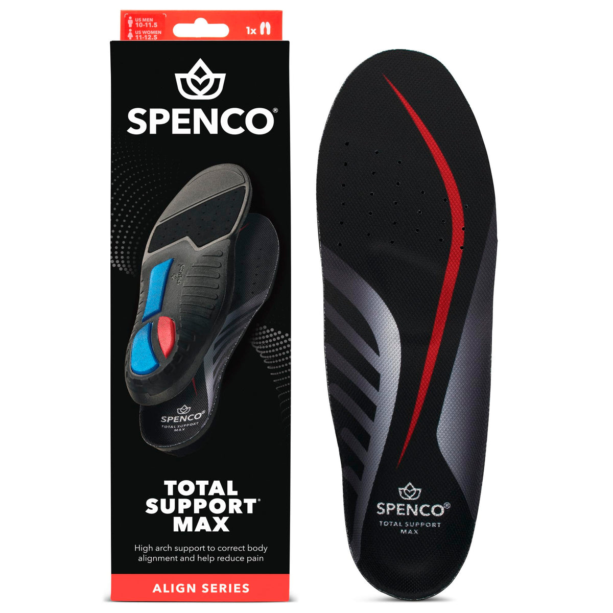 Plantillas Spenco Total Support Max Azul Negro para Hombres y Mujeres