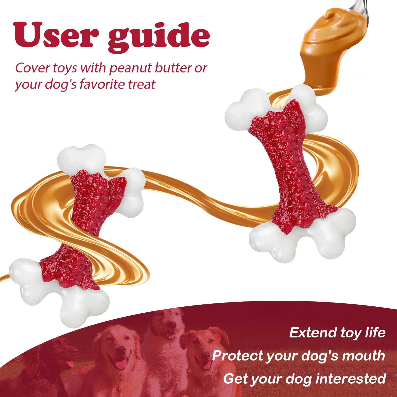 Juguetes resistentes para perros, juguetes para perros para masticadores agresivos de raza grande, juguetes para masticar agresivos Kseroo para perros grandes, juguete masticable de hueso de perro, juguete de nailon duradero para perros grandes, juguetes