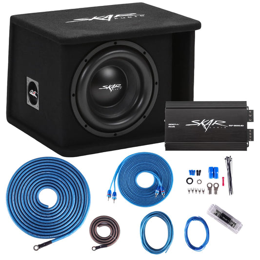 Skar Audio Single 10 Pulgadas Completo 1, 200 W Serie Sdr Subwoofer Paquete de Graves – Incluye Caja cargada con Amplificador