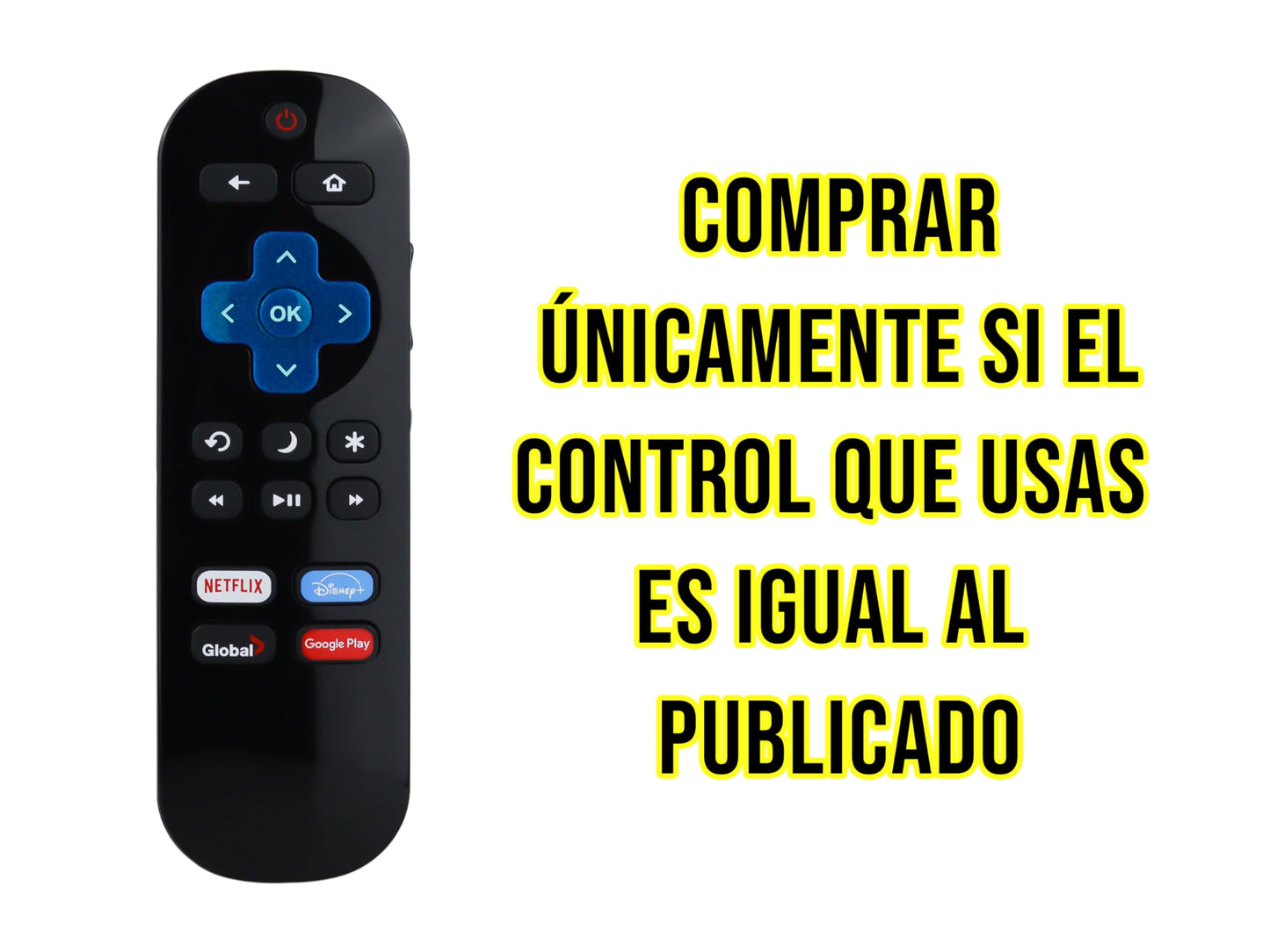 LIDERT Control Remoto Compatible con RCA Roku Smart TV Netflix Disney+ Google Play