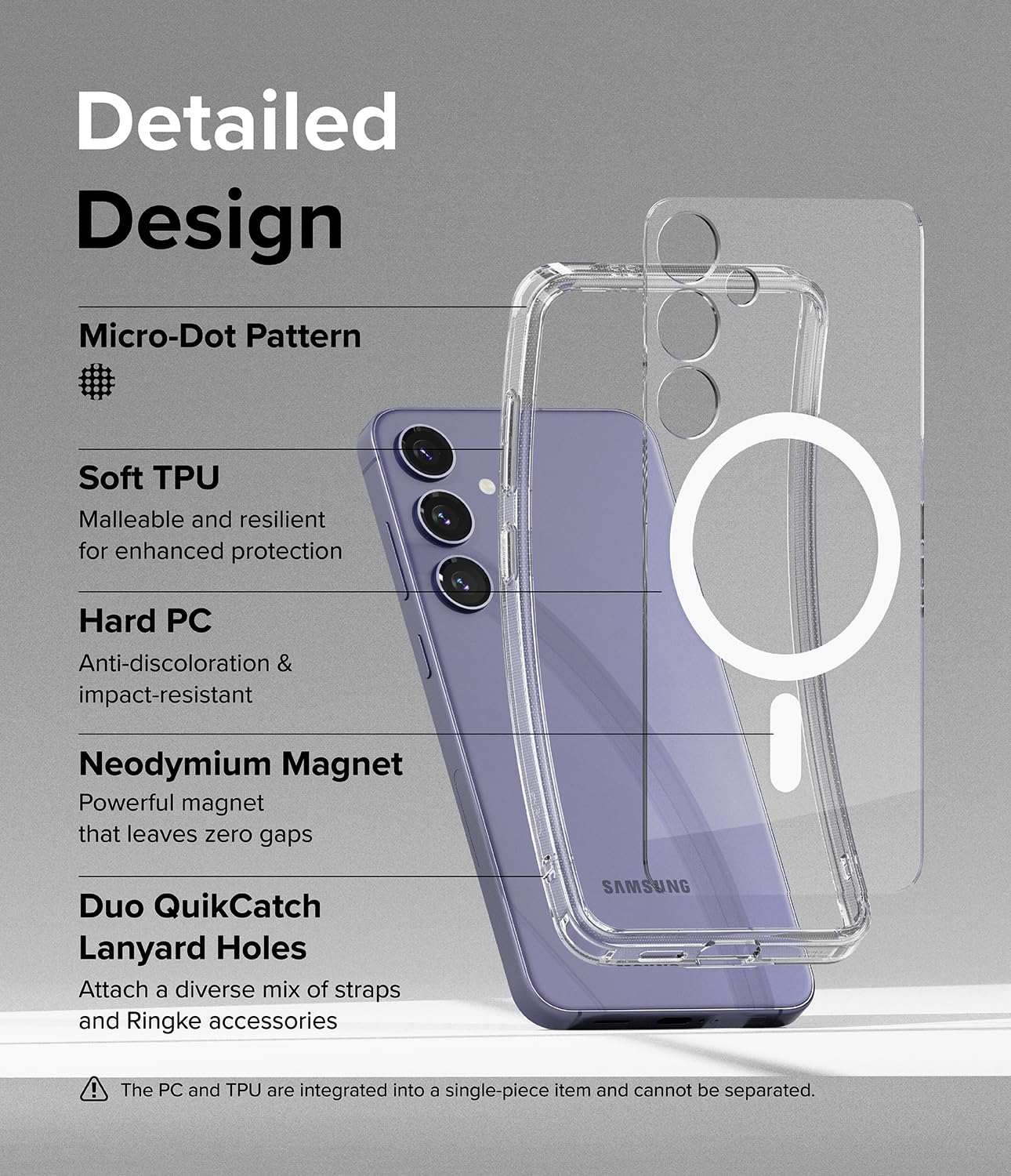 Funda Ringke Fusion Clear con Carga Magnética para Samsung Galaxy S24 5G Transparente Anti-Amarillo