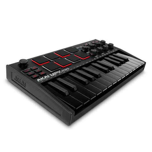 AKAI Professional MPK Mini MK3 - Teclado controlador MIDI USB de 25 teclas con 8 drum pads, 8 perillas y software de producción musical, negro