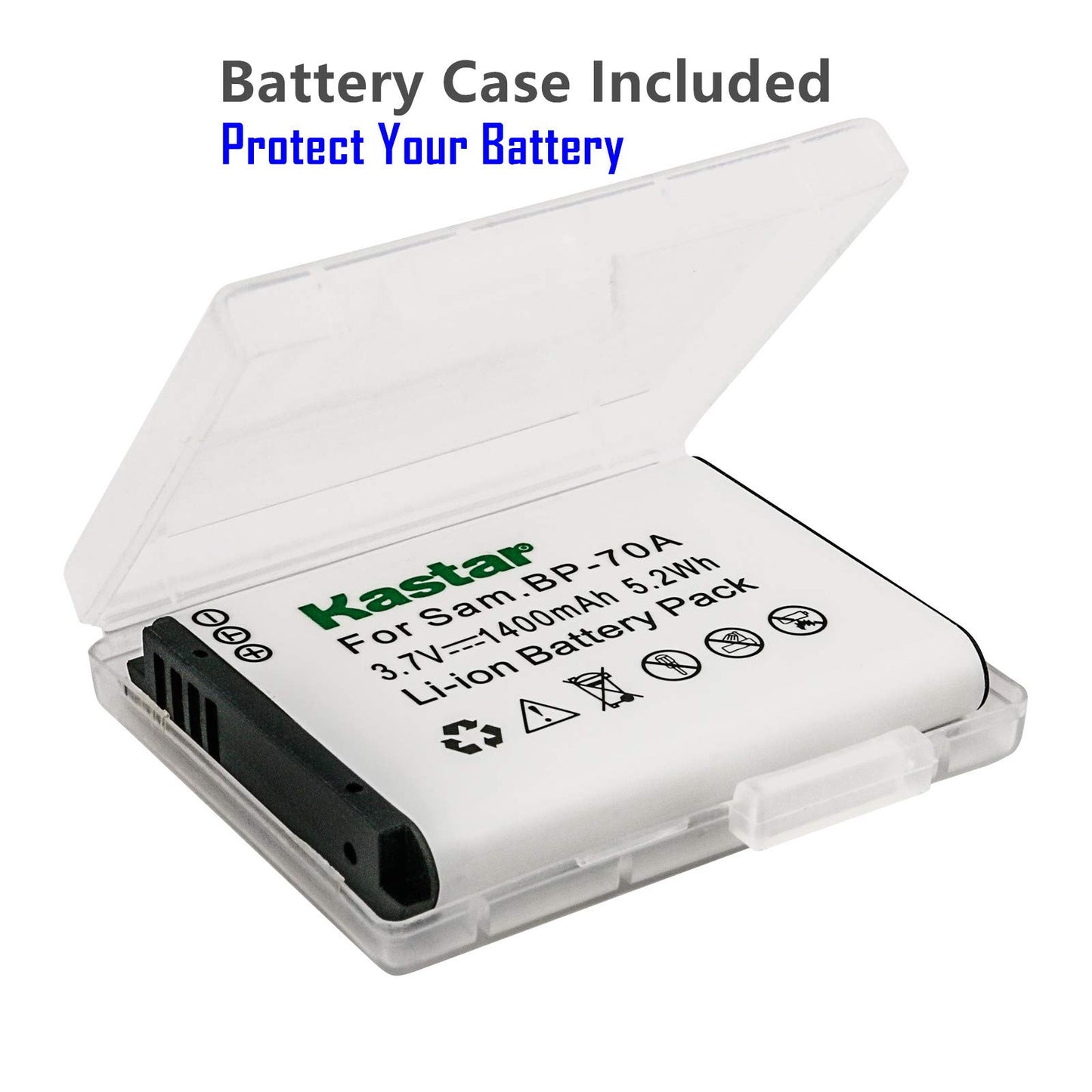 Cargador USB Slim y Baterías Kastar para Samsung BP-70A EA-BP70A ES65 ES67 ES70 ES71 ES73 ES74 PL80 PL81 PL100 PL101 SL50 SL600 SL605 SL630 ST60 ST61 ST70 ST71 TL105 TL110 TL205