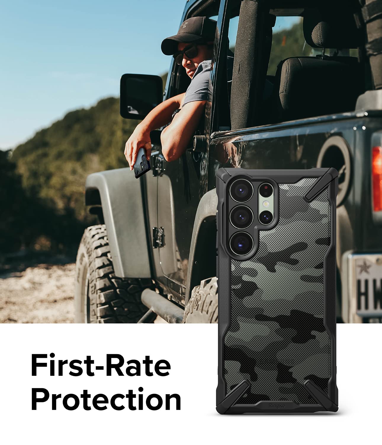 Funda Ringke Fusion X Samsung Galaxy S23 Ultra Camo Black Resistente Impactos TPU PC