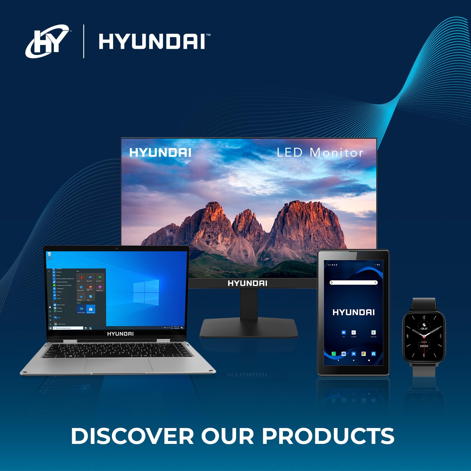 HYUNDAI HY View 22” Monitor de Oficina, VA 1920x1080p, 60Hz, OD 5 ms, Diseño Delgado, HDMI Incluido - Negro