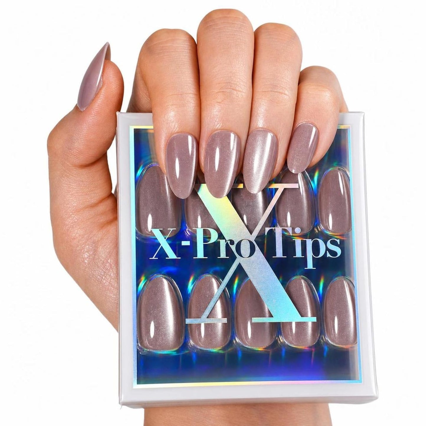 SXC Uñas postizas de la marca Cosmetics | Serie X1, almendra corta (031 Cachemira transparente)