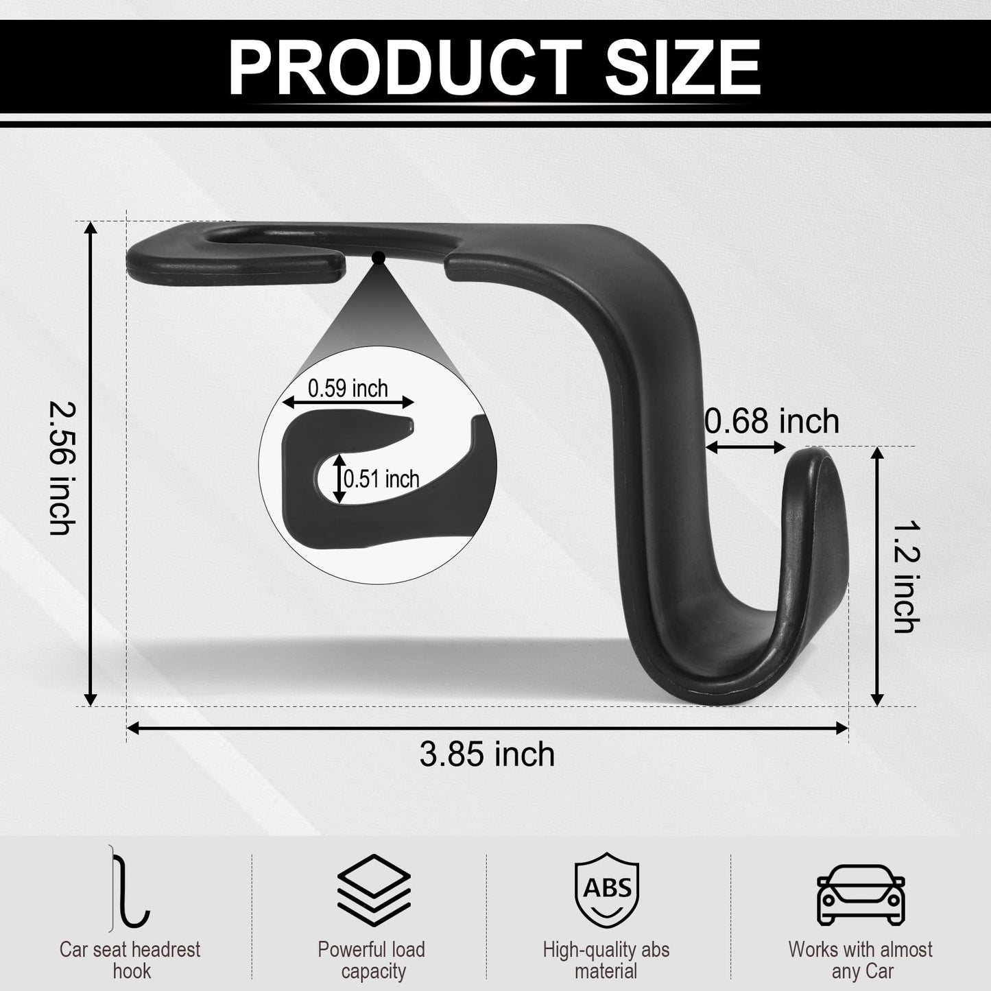 LivTee - Ganchos para los reposacabezas del asiento del coche, de color negro, para bolsos, ropa, abrigos o bolsas de la compra, juego de 4