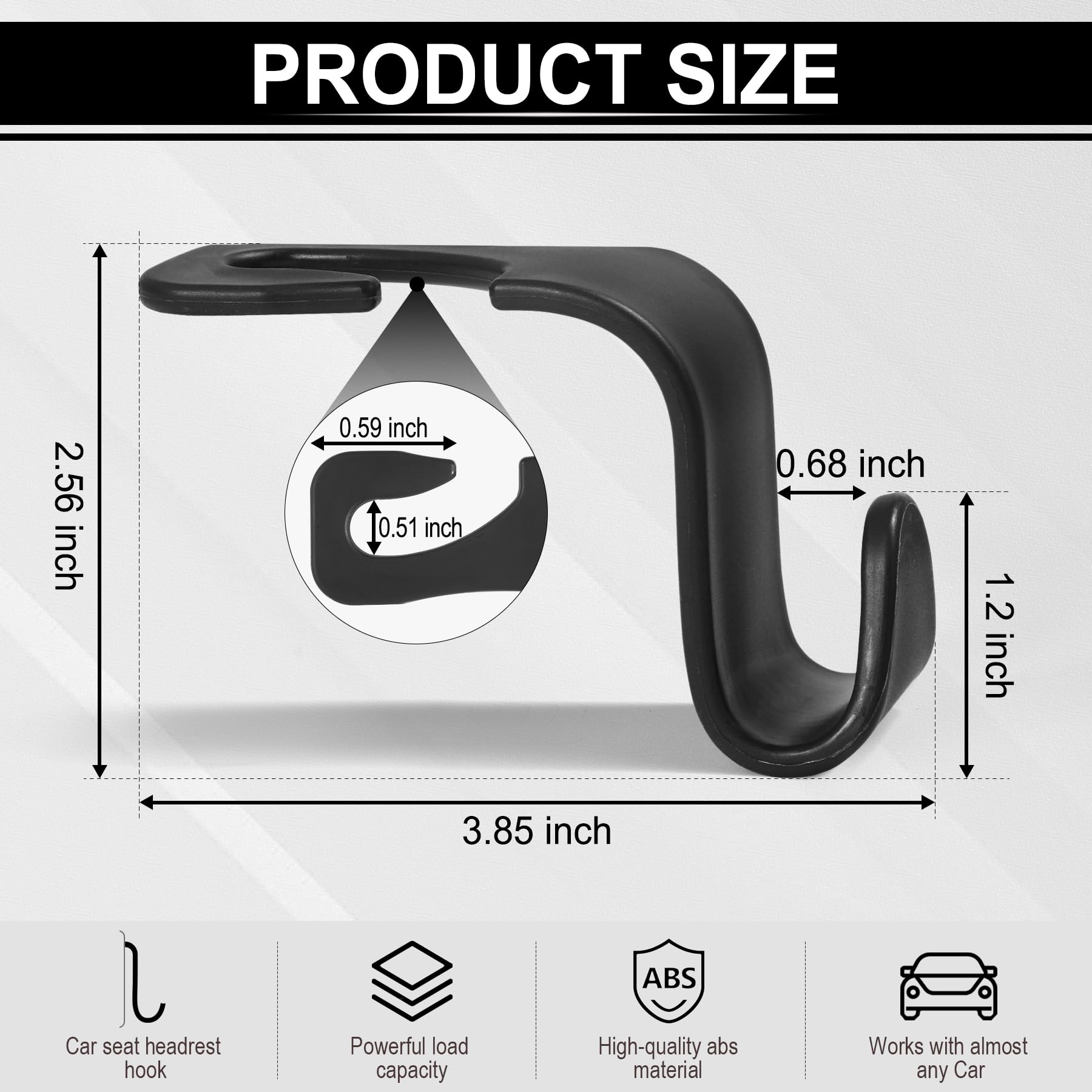 LivTee - Ganchos para los reposacabezas del asiento del coche, de color negro, para bolsos, ropa, abrigos o bolsas de la compra, juego de 4