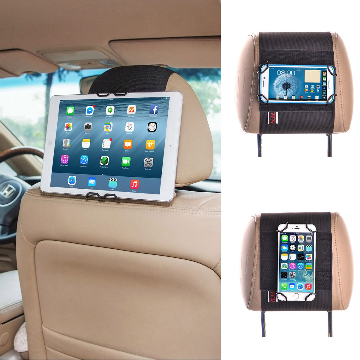 Soporte para Reposacabezas TFY Negro Compatible con iPad Mini iPhone Huawei
