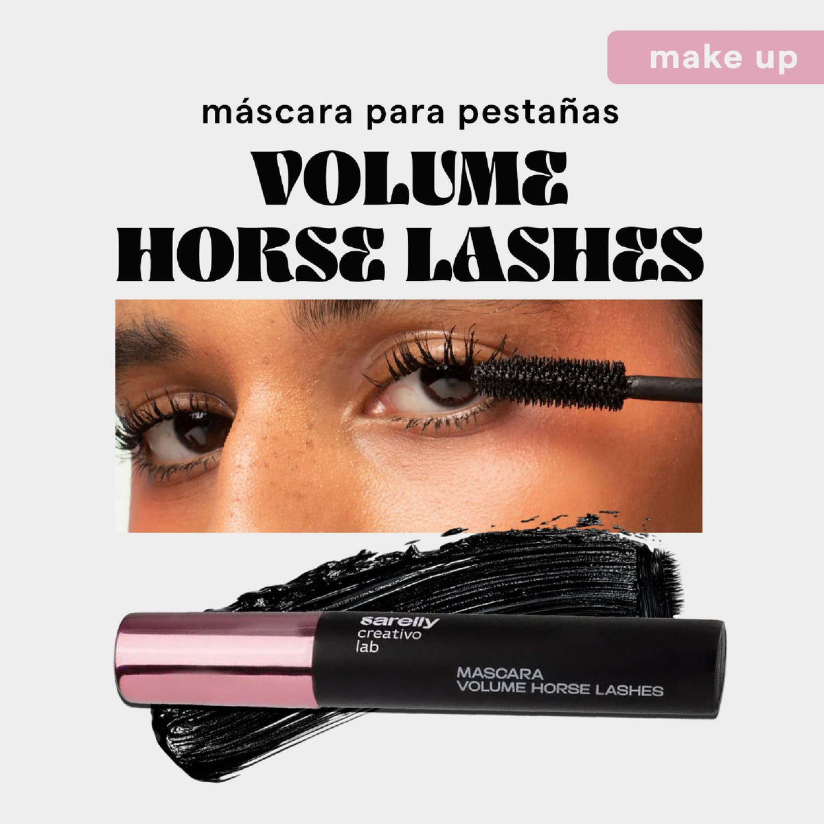 Sarelly Máscara waterproof HORSE LASHES BLACK ⁠Máscara de Pestañas Voluminizadora