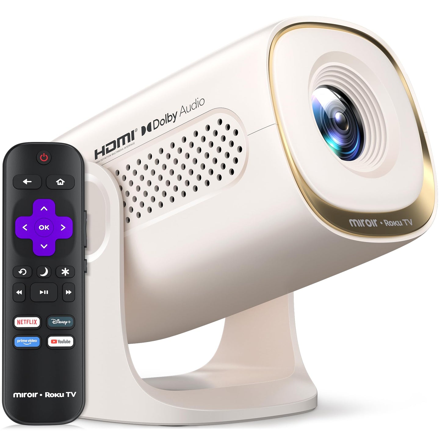 Miroir Mini proyector, proyector HD para el hogar con altavoz incorporado, enfoque automático, corrección Keystone, portátil para películas al aire última intervensión, compatible con smartphone, TV
