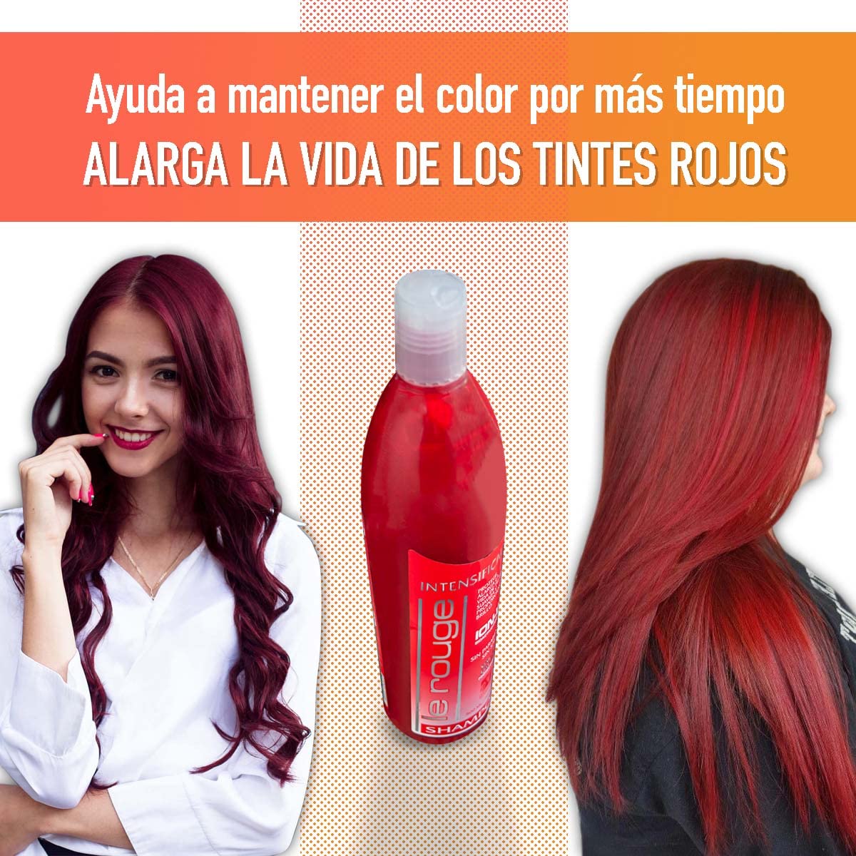 D'Conde Shampoo Matizador Intensificador Rojo Le Rouge sin Sales ni Parabenos, Cuidado y Limpieza del Cabello Teñido, Prolonga la Duración del Tinte, da más Color y Brillo a los Tintes Pelirrojos 500ml.
