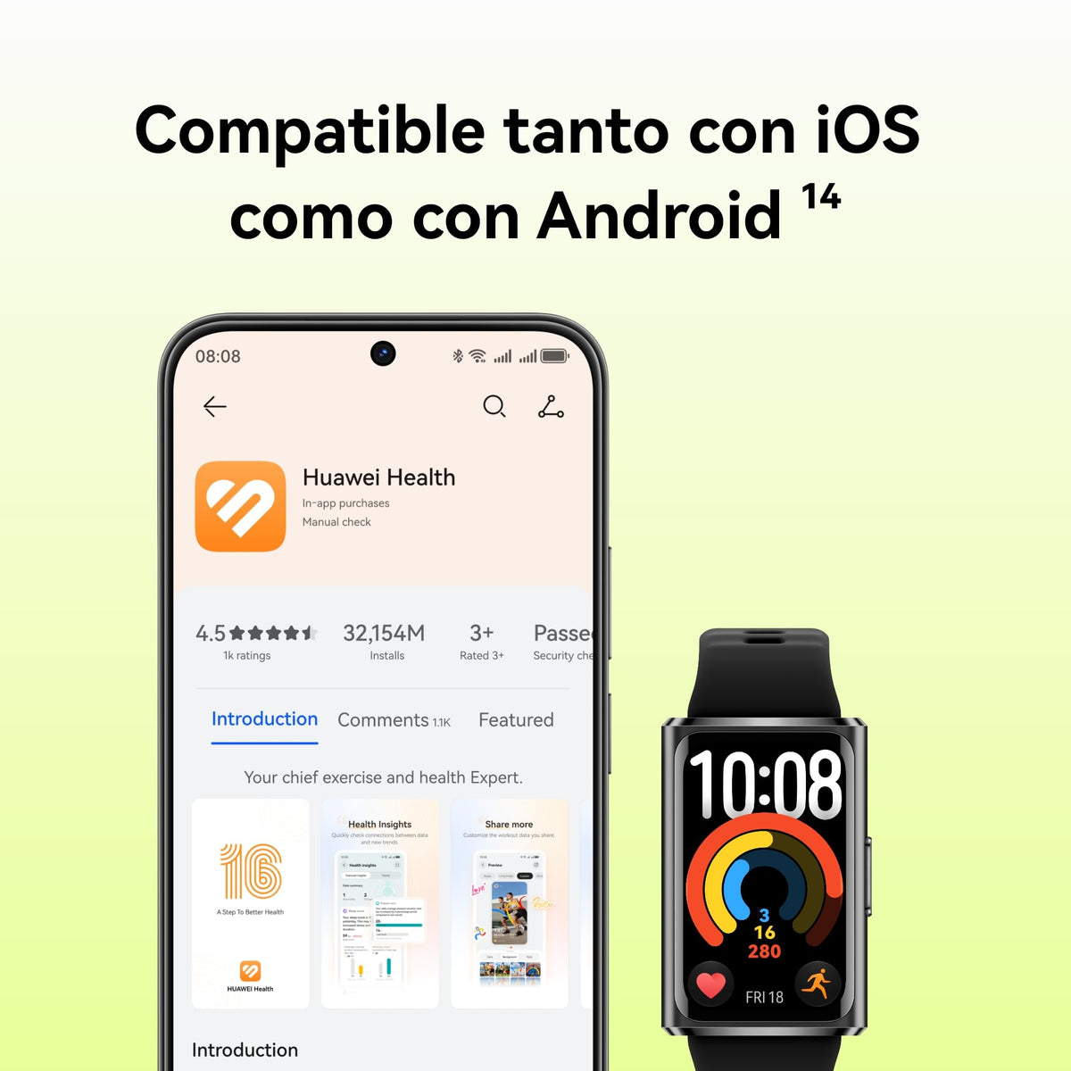 Smartwatch HUAWEI Band 11 Pro Verde con GPS y Caja de Aleación de Aluminio