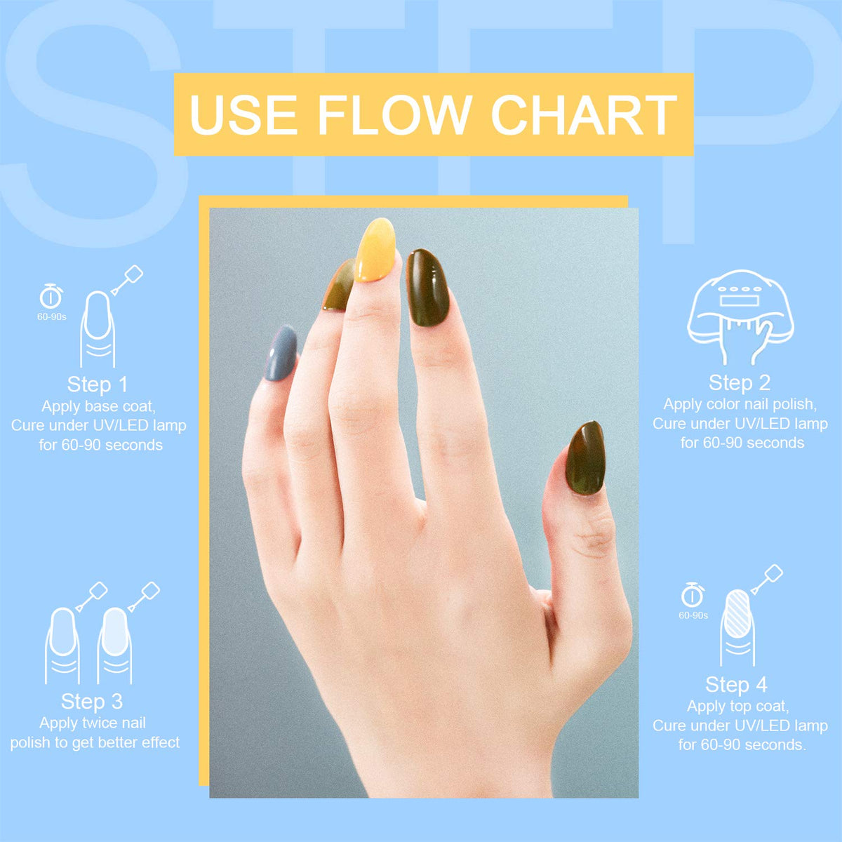 Clou Beaute Gel Polish Set Soak Off Led UV Gel Nail Polish Kit Varnish Nail Art Manicure Salon Collection 6x8ml S011