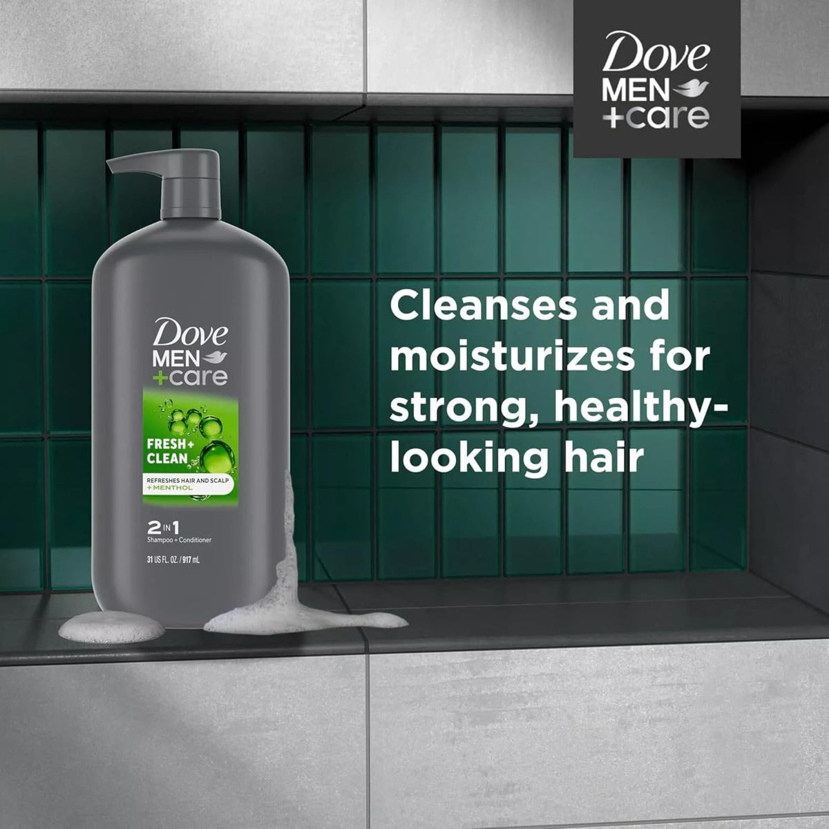Shampoo 2 en 1 Dove Men Care Fresh Clean 917 ml Efecto Refrescante para Hombre